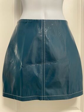 Urban Outfitters Teal Faux Leather Mini Skirt